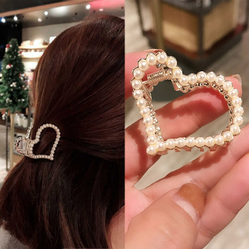 网红带钻珍珠金属抓夹洗澡发抓欧美发饰精致时尚女孩发饰发夹大号方形