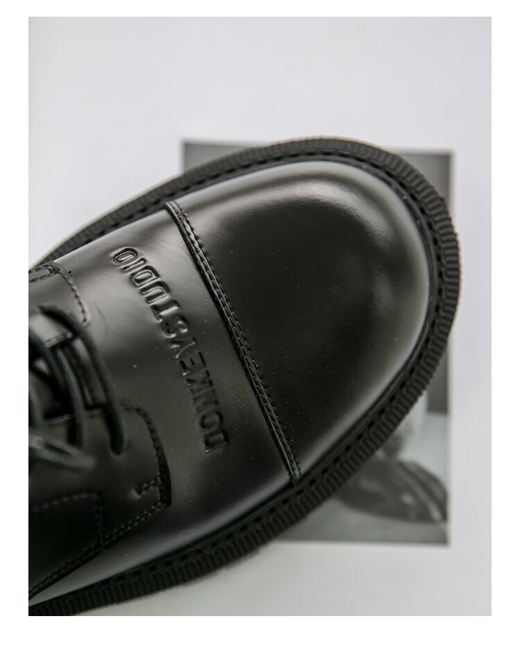 多嘴驴donkey皮鞋 2022新款职业信条/厚底大头系带休闲腹黑小皮鞋男粗