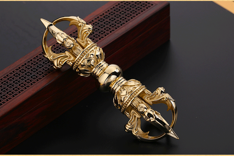 周庆祥藏传纯铜五股金刚杵金刚橛大号密宗永乐法器黄铜降魔杵纯手工