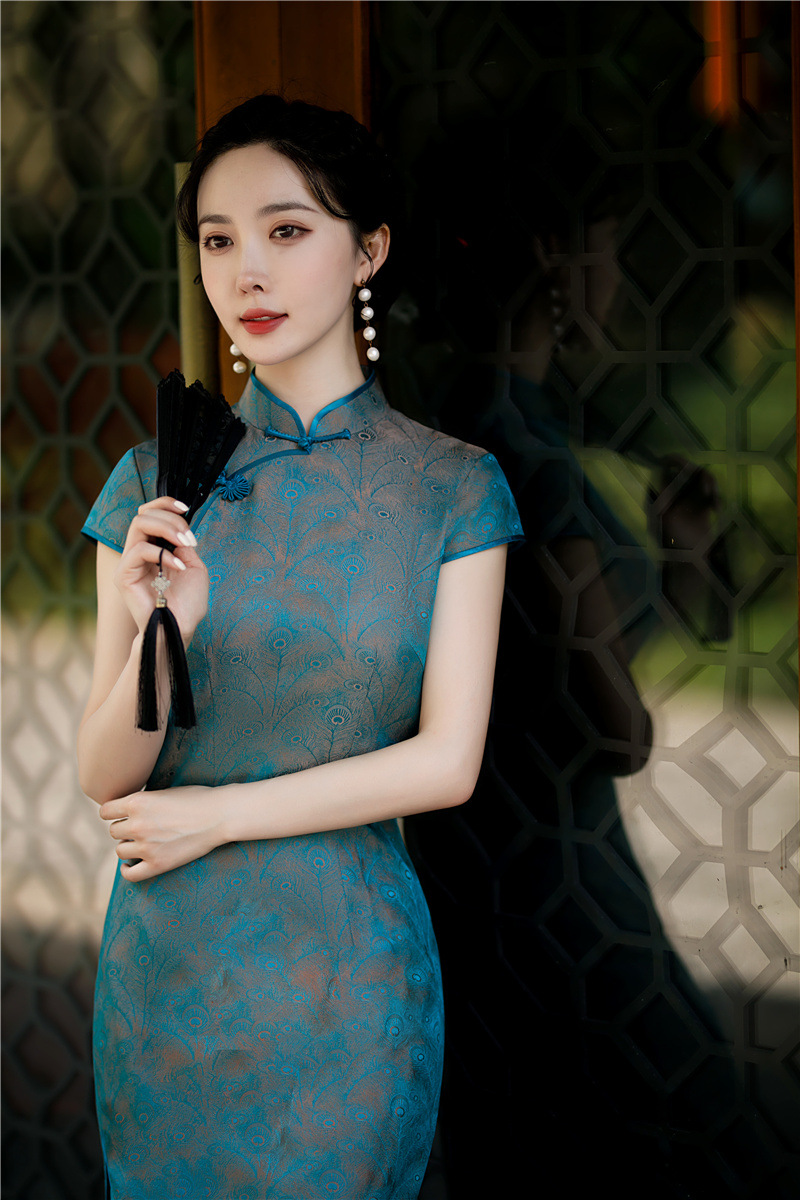 真丝旗袍裙女长款2021新款老上海复古改良桑蚕丝旗袍连衣裙宴会礼服