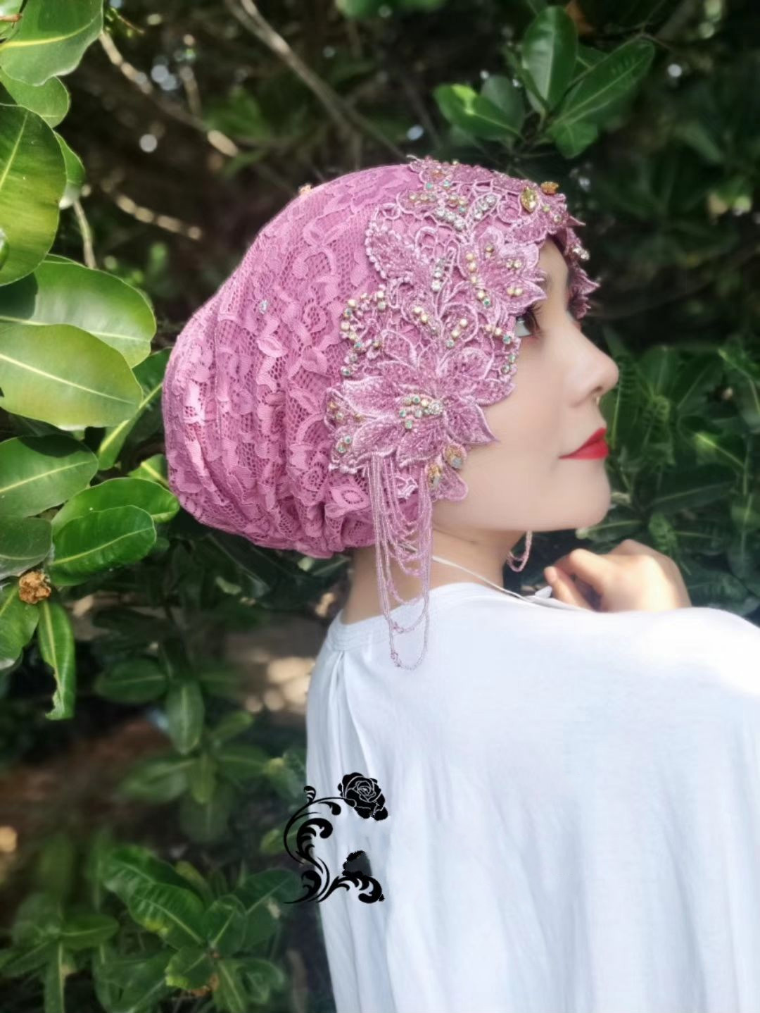 芭雅莲回族女人的套头纱巾包头帽迪拜头巾帽女纱巾帽子夏回盖头套头