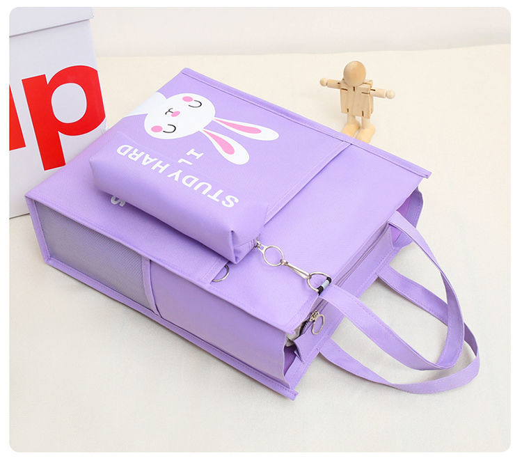 学生补习袋手拎书袋文件袋小学生用手提袋初中生帆布袋卡通补课包小