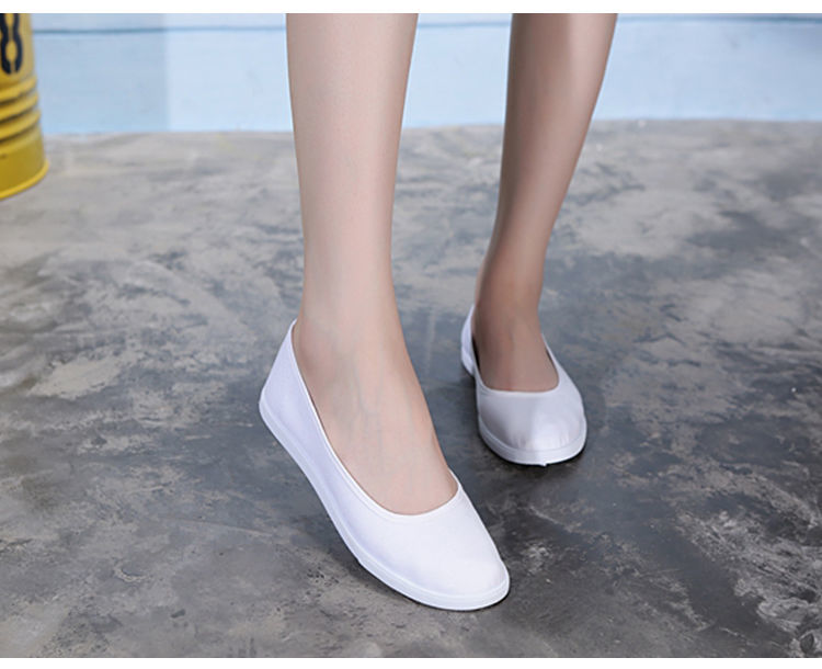 护士鞋一字牌护士鞋子女夏白色平底美容师小白鞋2022新款潮老北京布鞋