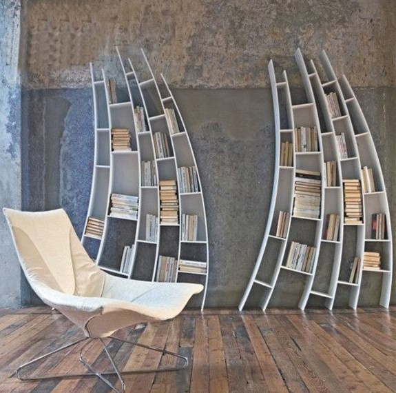 弧形书架北欧轻奢书架创意烤漆异形书架弧形不规则展示柜装饰柜定做