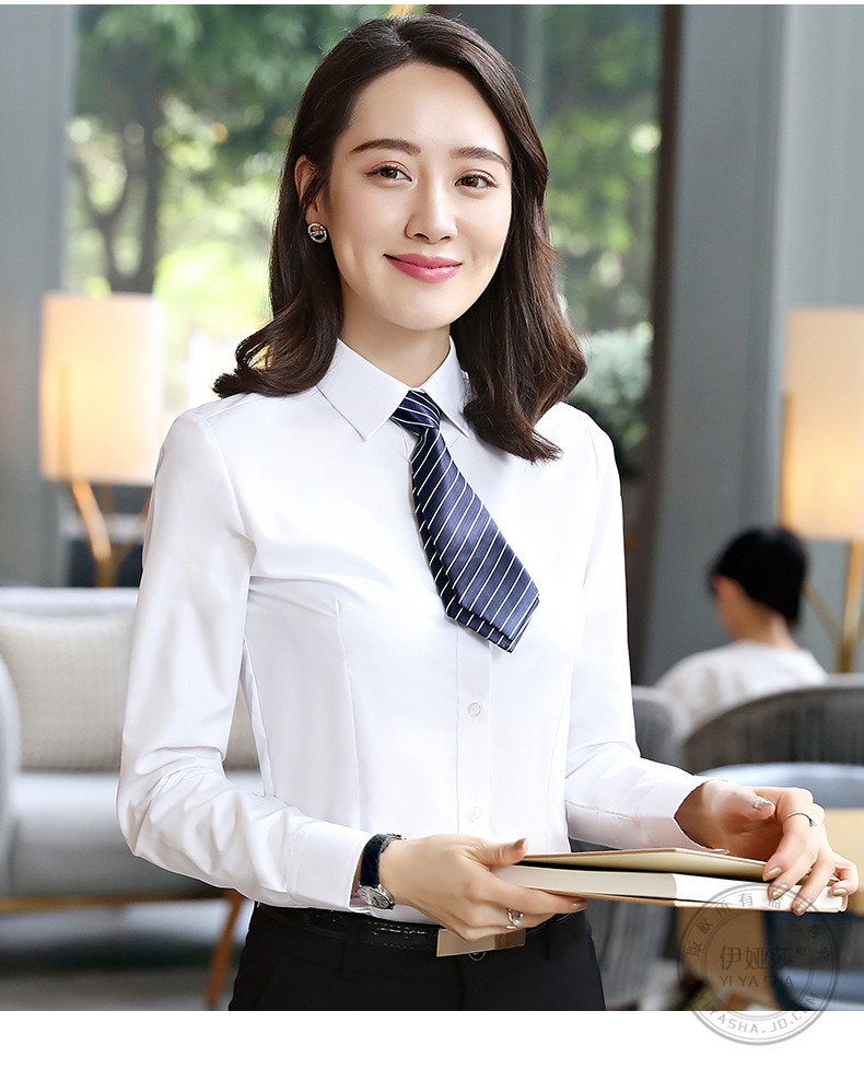 伊娅莎职业装衬衫男女同款长袖气质白领商务面试正装衬衣银行教师工装