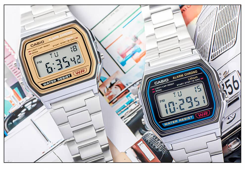 卡西欧(casio)小方表 a158wa a168手表男女复古经典小银表 a168wgg-1b