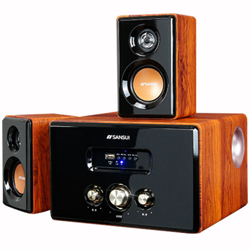 山水家用台式机音响笔记本电脑低音炮高音质有线蓝牙小音箱21韵果62d