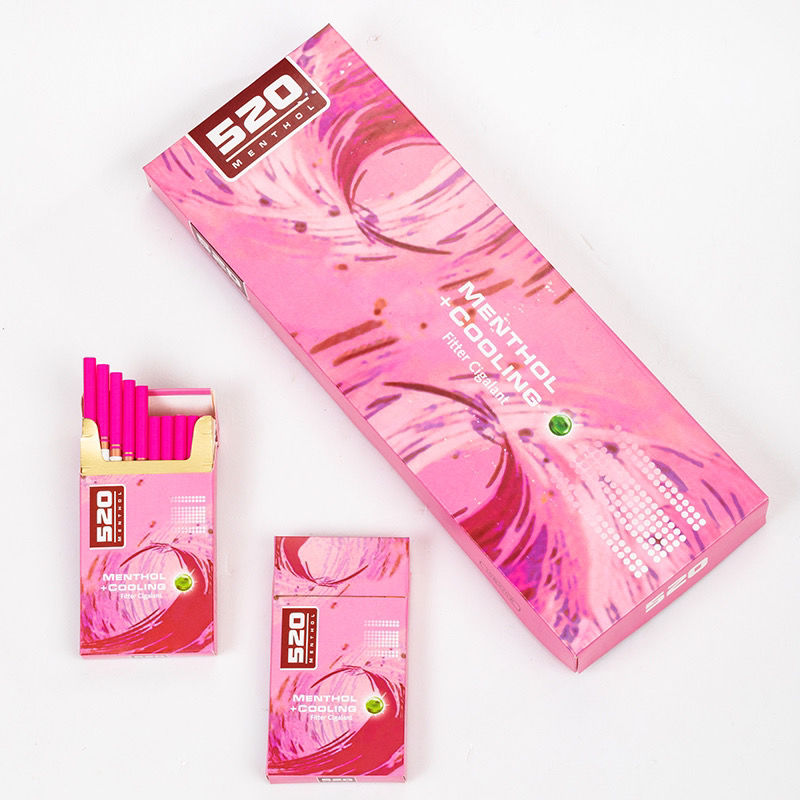 茗烟批发草莓520心形爆珠哈密瓜蓝莓荷花茶烟520草莓爆两条