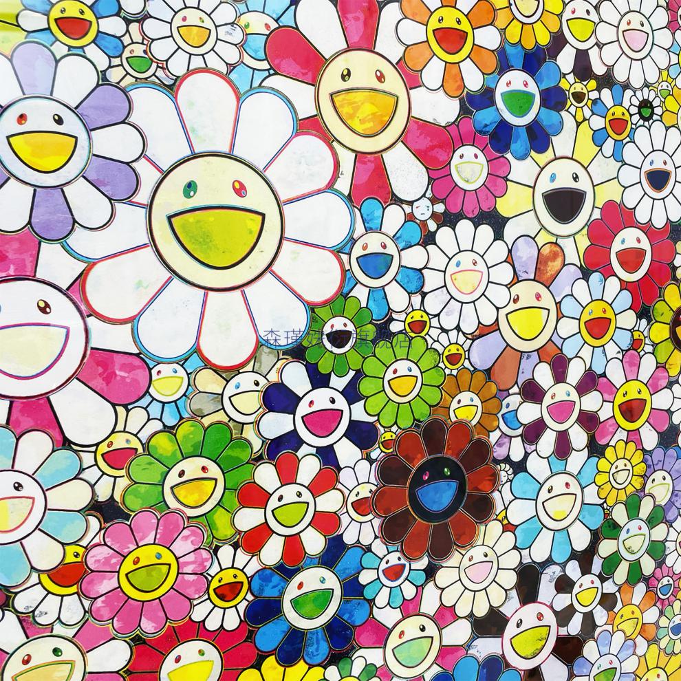 村上隆太阳花装饰画 村上隆太阳花版画 复古flower太阳花装饰画 潮流