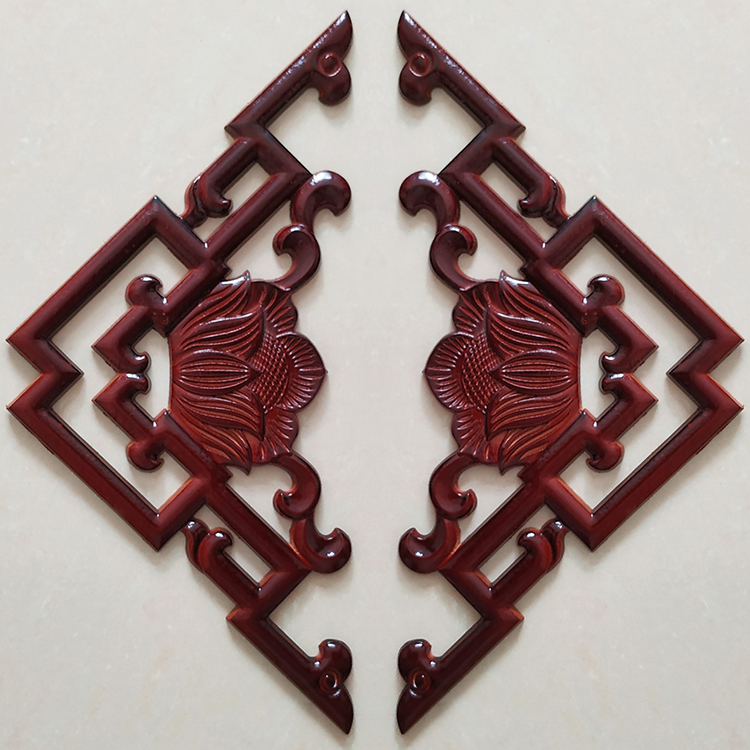 东阳木雕花欧式角花中式仿古装修实木线条吊顶枪角镂空贴莲花梁托1515