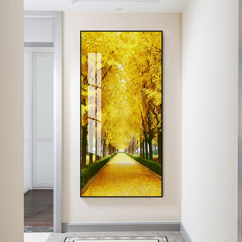 黄金树画黄金满地玄关装饰画现代简约壁画入户进门走廊尽头过道发财树