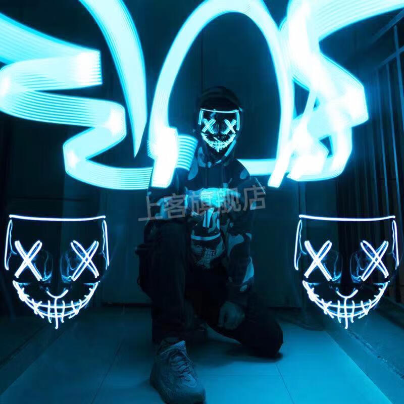 赛博朋克面具电子机能面具万圣节led冷光道具剧本杀狼人杀派对蹦迪潮