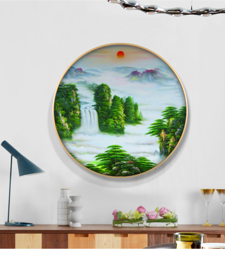 60泰山风水画有山无水泰山日出图办公室挂画风水背有靠山客厅圆形
