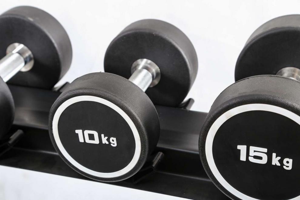 哑铃男女可调节橡胶固定哑铃健身房包胶哑铃10kg20公斤5圆头家用健身