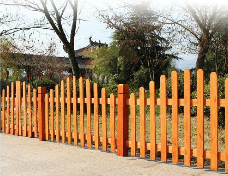 防腐木栅栏花园围栏别墅庭院护栏碳化木门户外实木围墙板栏杆网格黑色