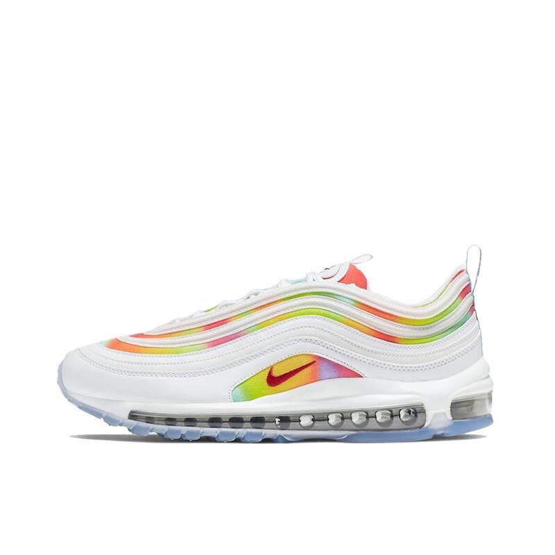 airmax97运动鞋灯芯绒全掌气垫鞋笑脸男女鞋反光跑步运动鞋白炫彩36