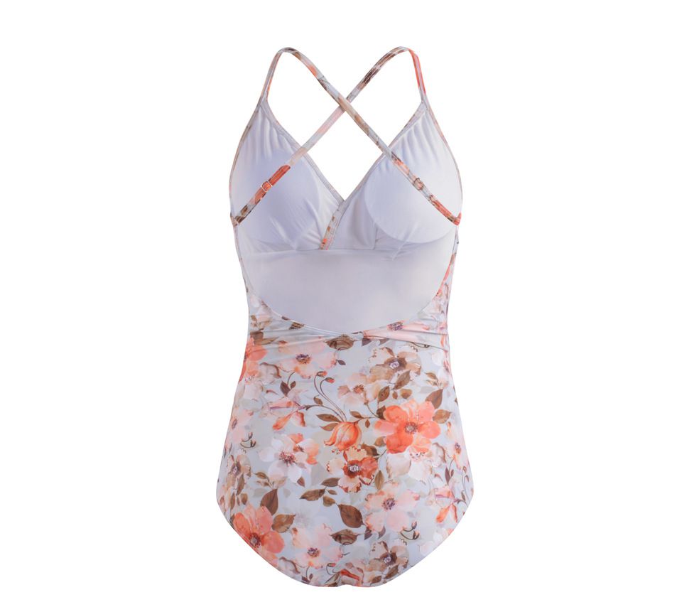 孕妇泳衣孕妇泳衣保守沙滩挂脖连体泳装 胖mm大码纯色性感比基尼斜肩