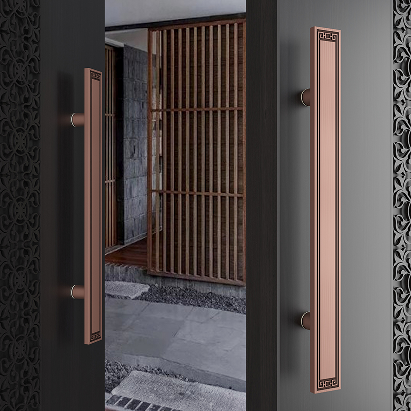 智航双开门拉手订制新款新中式会所玻璃门拉手酒店包厢门双开门条形有