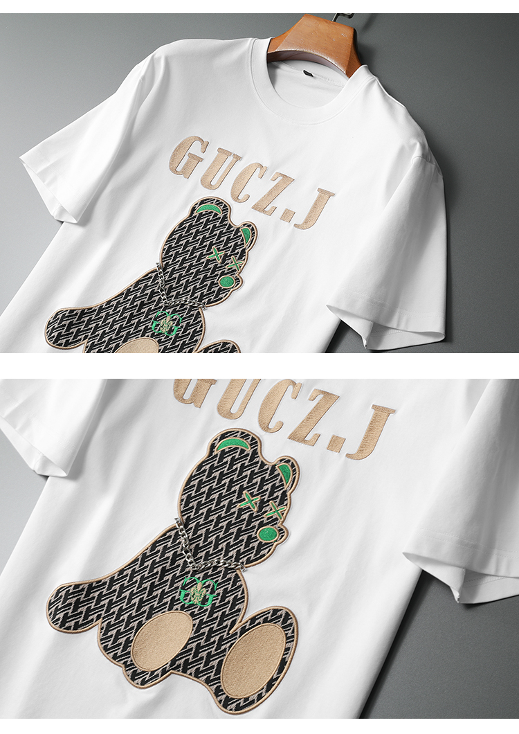 b lv品牌轻奢高端男装2022欧美街头轻奢圆领男士宽松微阔溜肩短袖t恤