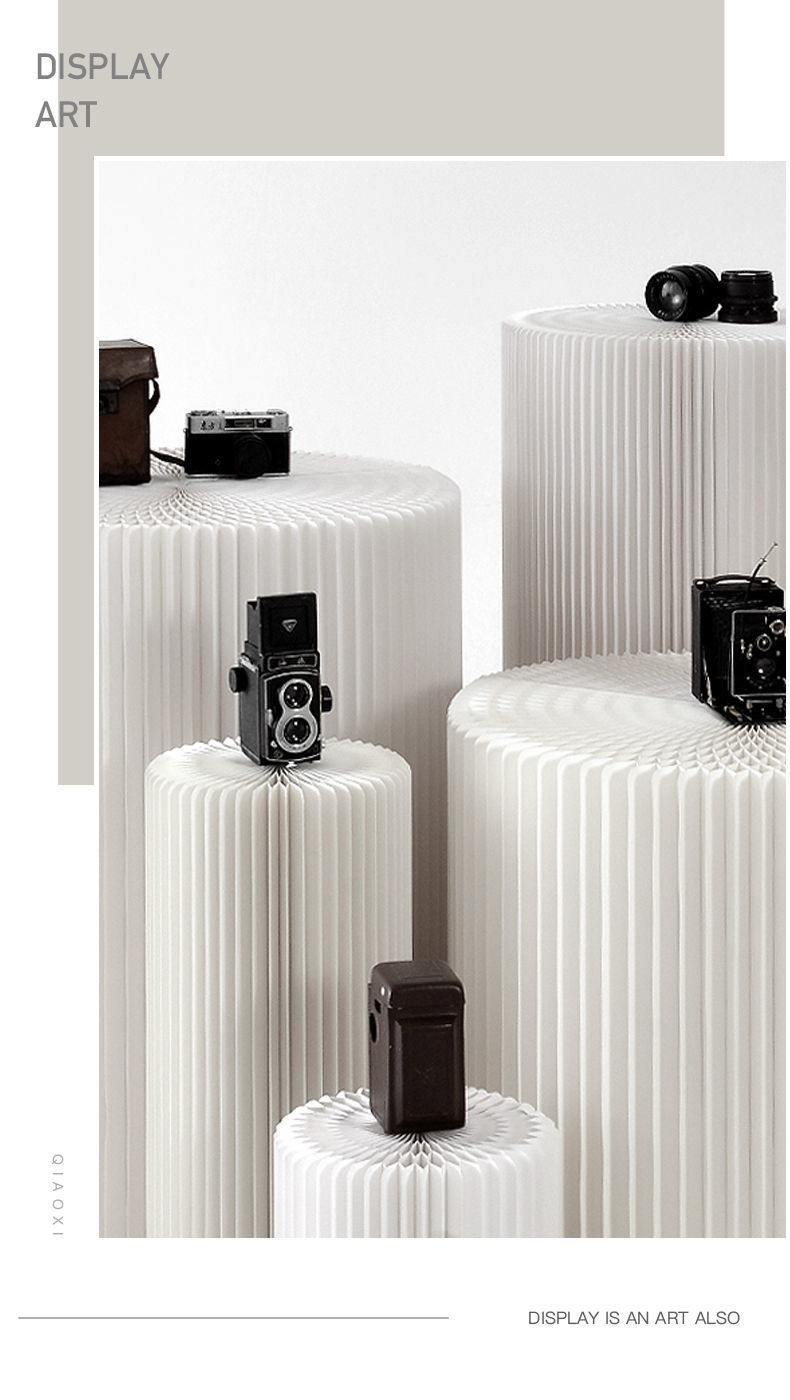 圆柱展示台落地橱窗展示架折叠货架商场陈列流水中岛展会展台定制直径