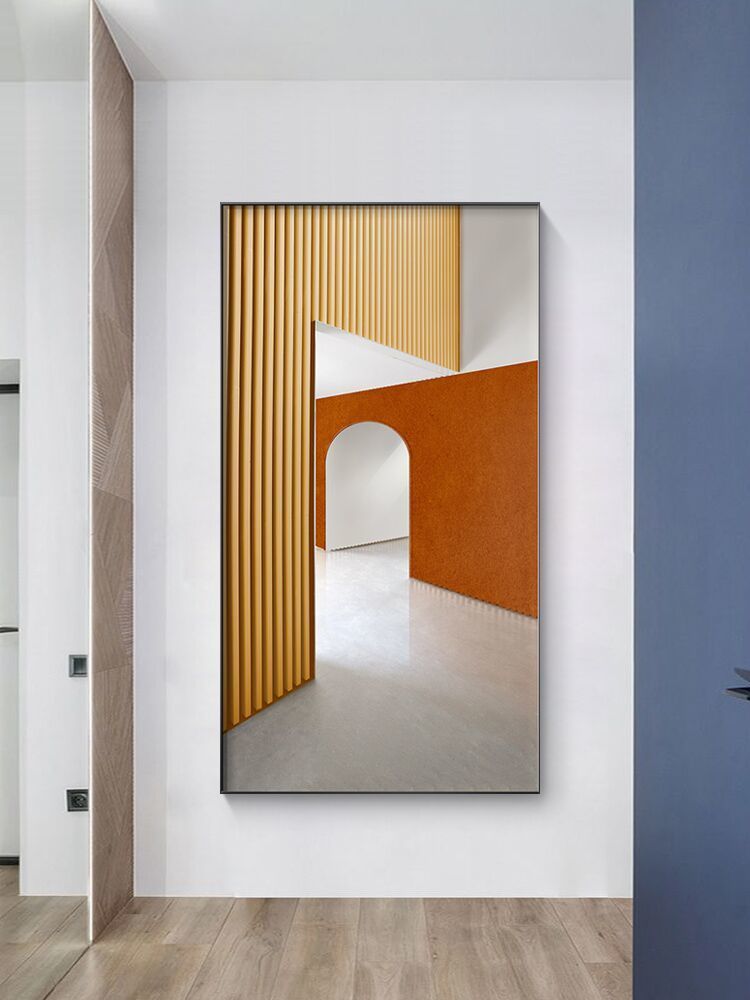 皓涛玄关装饰画竖版走廊过道尽头挂画视觉延伸空间感简约现代轻奢壁画