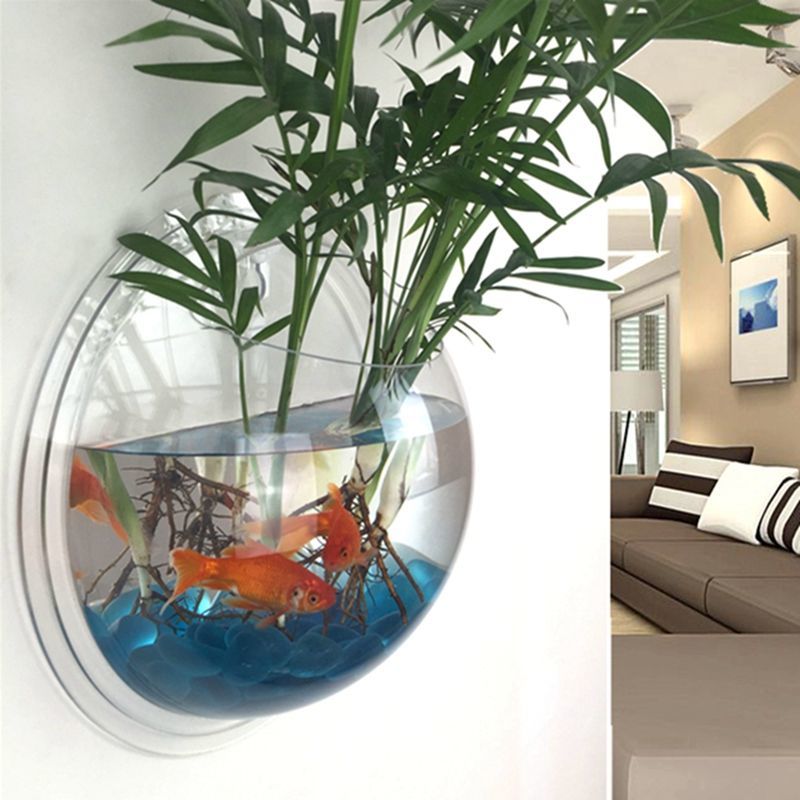 墙饰挂饰水培绿萝花盆壁挂鱼缸装扮房间装饰品卧室客厅背景墙壁饰直径