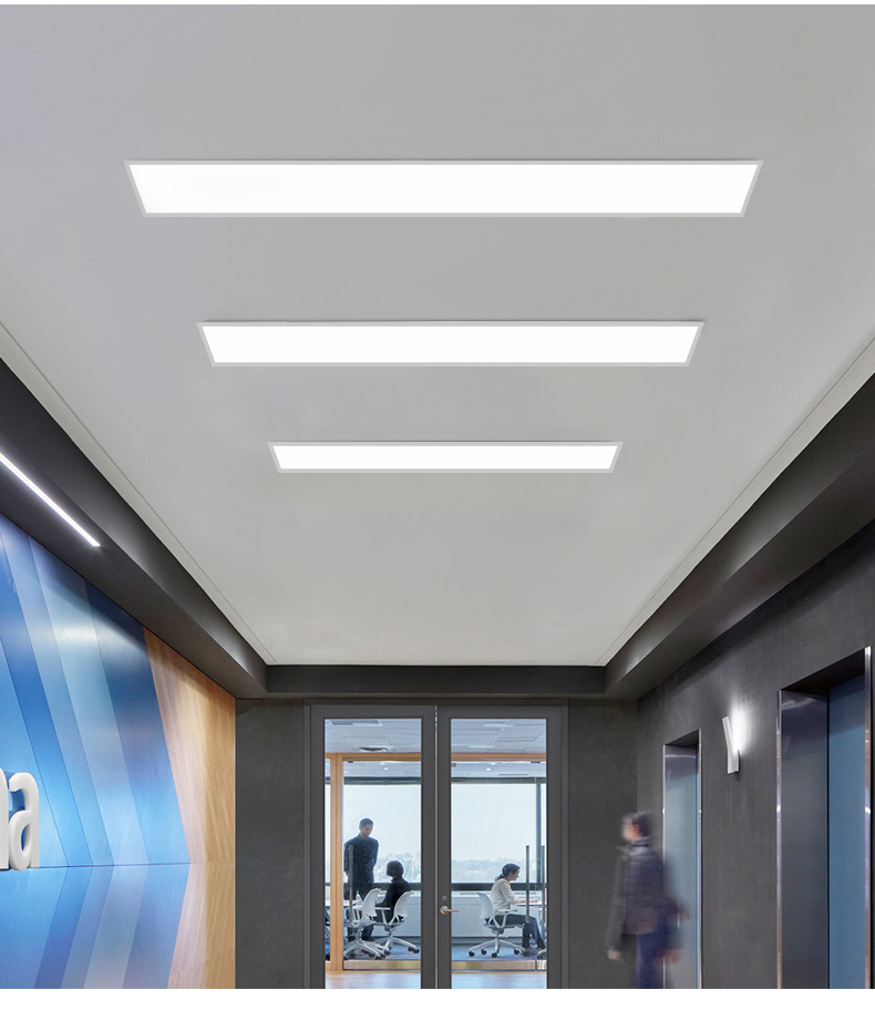 薄嵌入式led长条形灯简约办公室吊顶灯过道车库走廊暗装平板灯订黑色