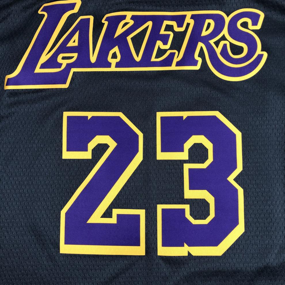 滕讯体育nba专营湖人队23号前8后24复古球衣球裤套装男女定制篮球队服