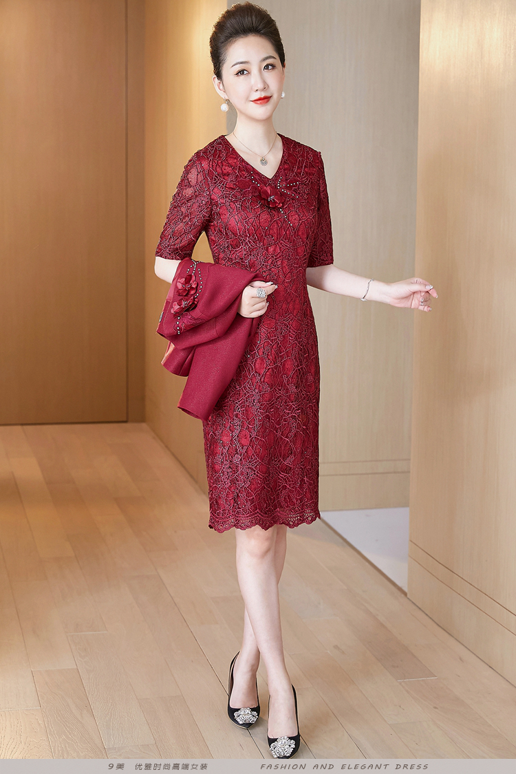 婚礼妈妈装高档礼服冬款小个子妈妈秋冬装时尚喜庆喜婆婆婚宴两件套装