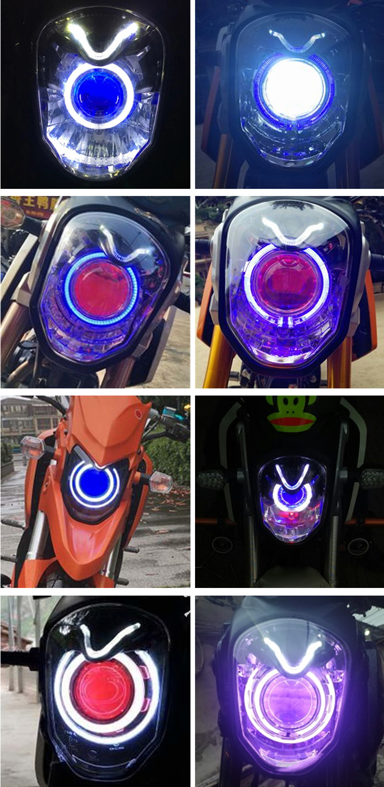 适用于小猴子电摩m3m5大灯改装总成q5海5透镜电动车led天使恶魔眼氙气