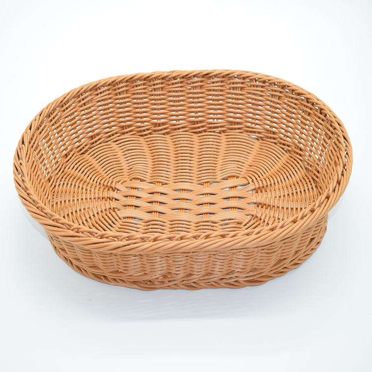 面包篮子仿藤编藤编编织水果盘展示蓝圆形椭圆形手工篮塑料收纳筐整理