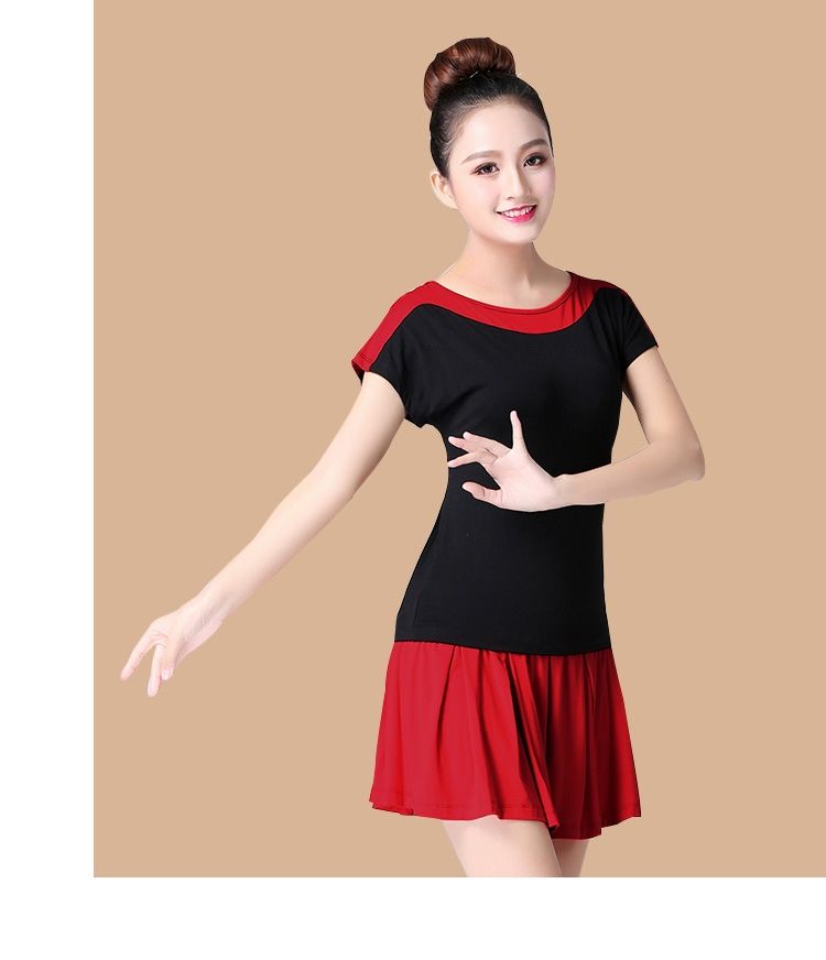 广场舞服装女新款短袖可平时穿跳舞练功服莫代尔舞蹈上衣紫色l