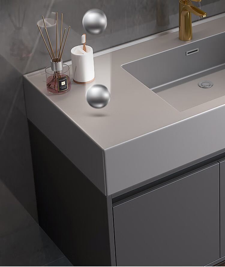 微晶石一体盆 微晶石一体台盆岩板浴室柜组合现代简约洗手洗脸卫生间