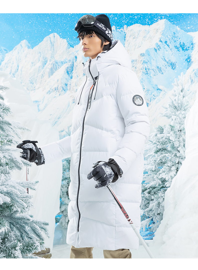 谢霆锋同款特步长款羽绒服男2021秋冬新款热能科技保暖外套深兰xl