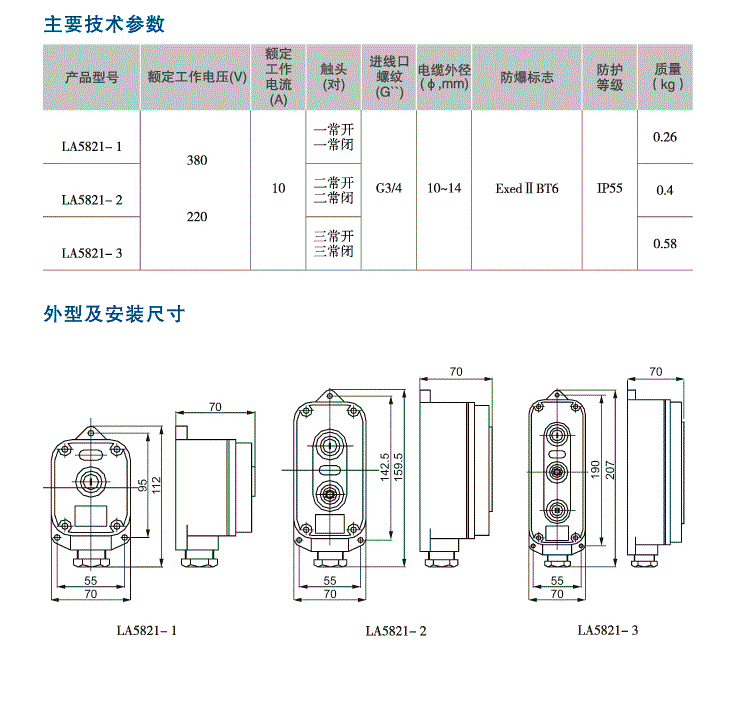 防爆按钮la58212控制开关自复位启停按钮防爆防腐防水防尘1孔2孔la