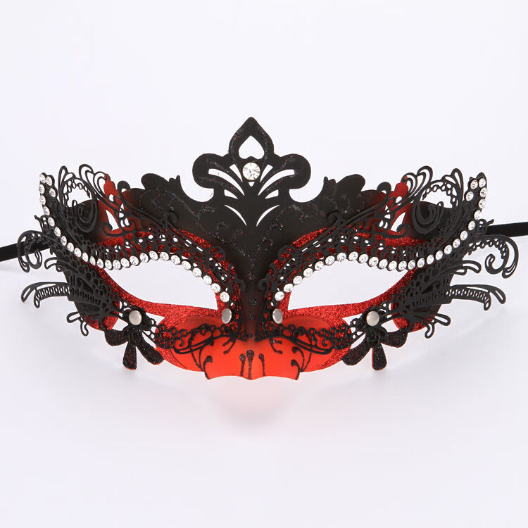 精选万圣节抖音面具金属镶钻半脸女铁艺镂空性感化妆舞会酒吧夜店面具