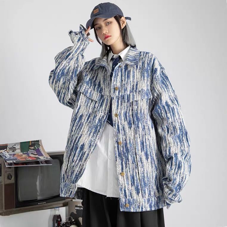 bf风外套抖音同款外套女商场同款扎染牛仔外套面料2xl码建议130140斤