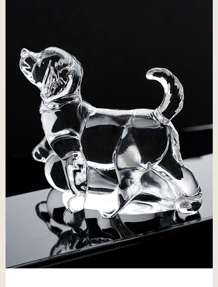 捷克进口水晶动物小摆件 送礼北欧轻奢 小狗松鼠小猫玻璃雕像高端情人
