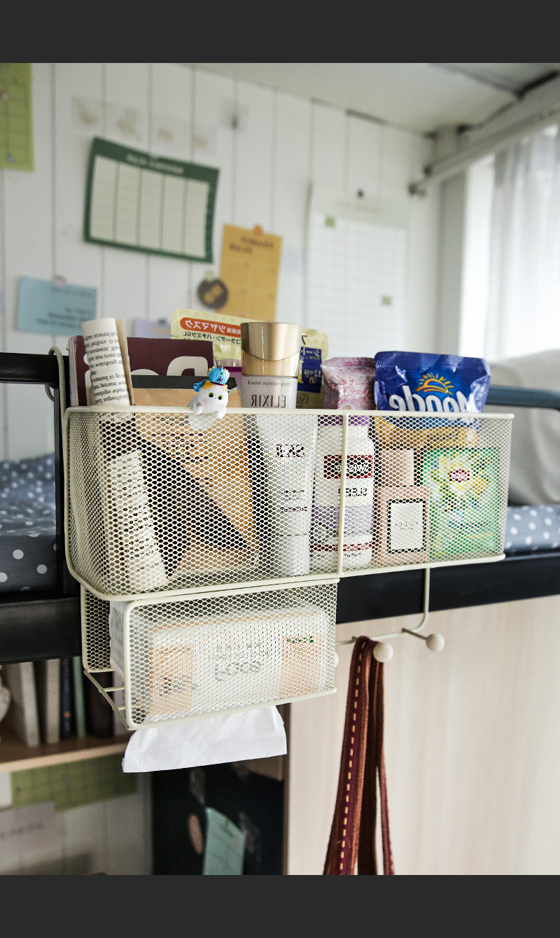 床头置物架宿舍神器收纳盒上铺床上床边挂篮寝室悬挂钩挂架大号盐茶白
