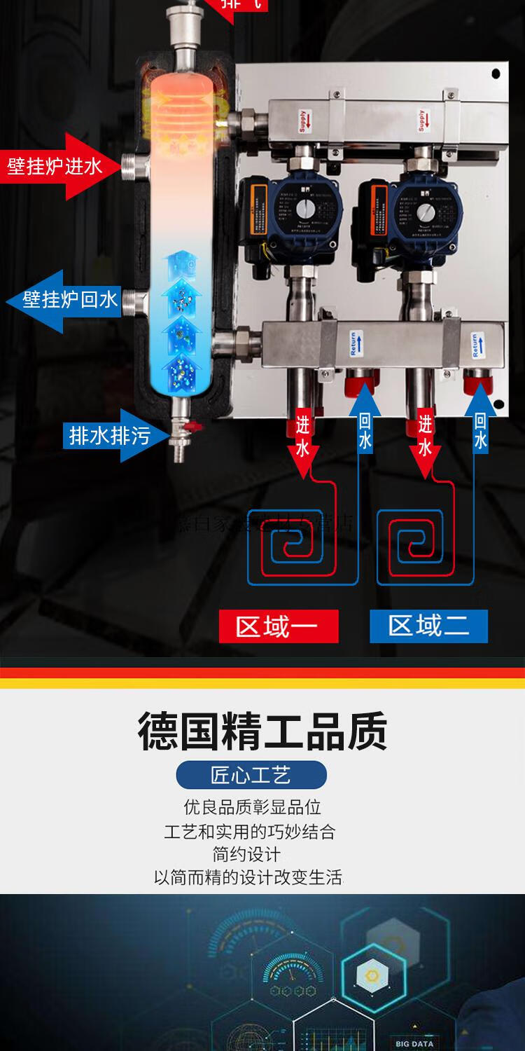 地暖混水耦合罐别墅复式地热专用不锈钢混水罐泵壁挂炉水力分压器定制