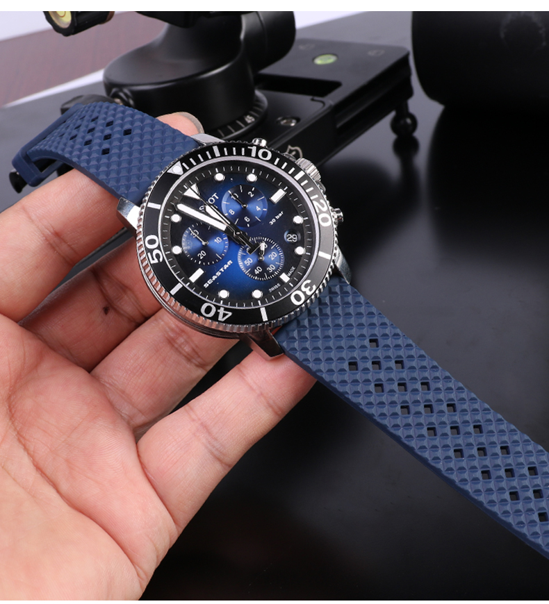 氟橡胶手表带适配精工水鬼鲍鱼罐头小mm欧米茄霸海马300手表带2022mm