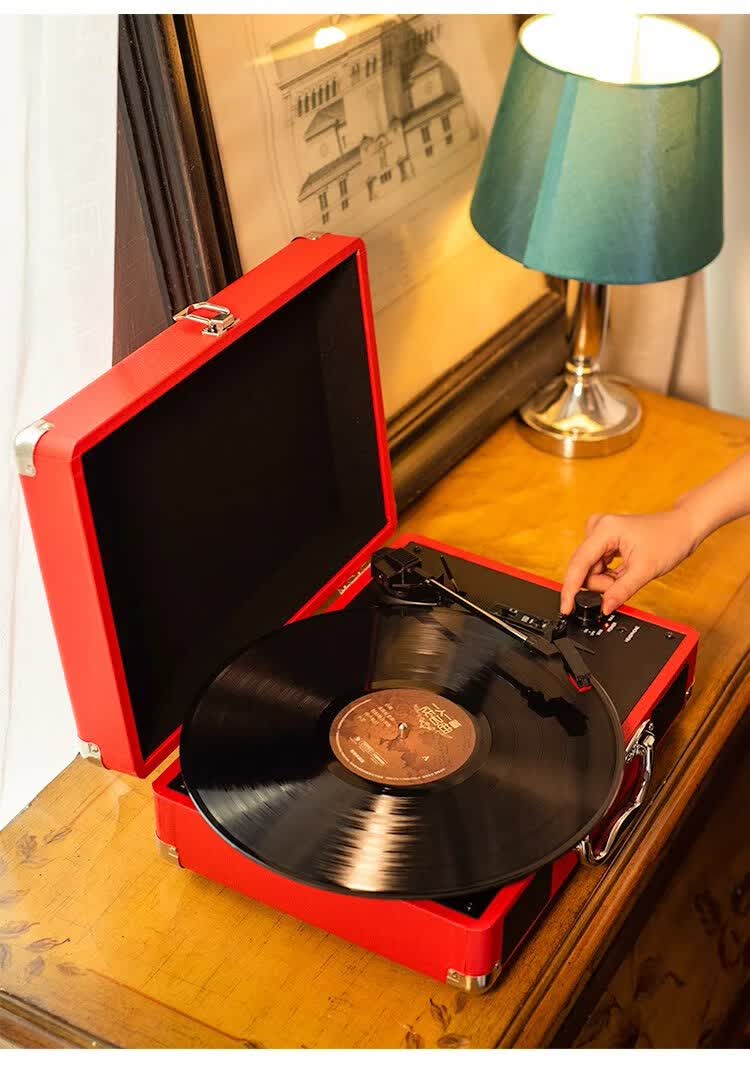 名伶m008老式留声机复古黑胶唱片机七夕情人礼品电唱机无线蓝牙