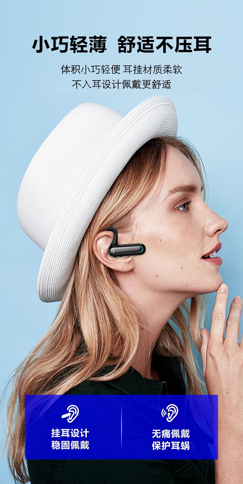 新款私模tws双耳骨传导触控蓝牙耳机带数显挂耳式无线运动 黑色 fw5