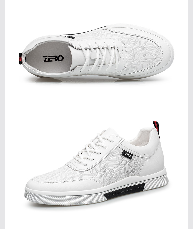 zero零度男鞋板鞋小白鞋新款内增高潮流时尚运动休闲白色40