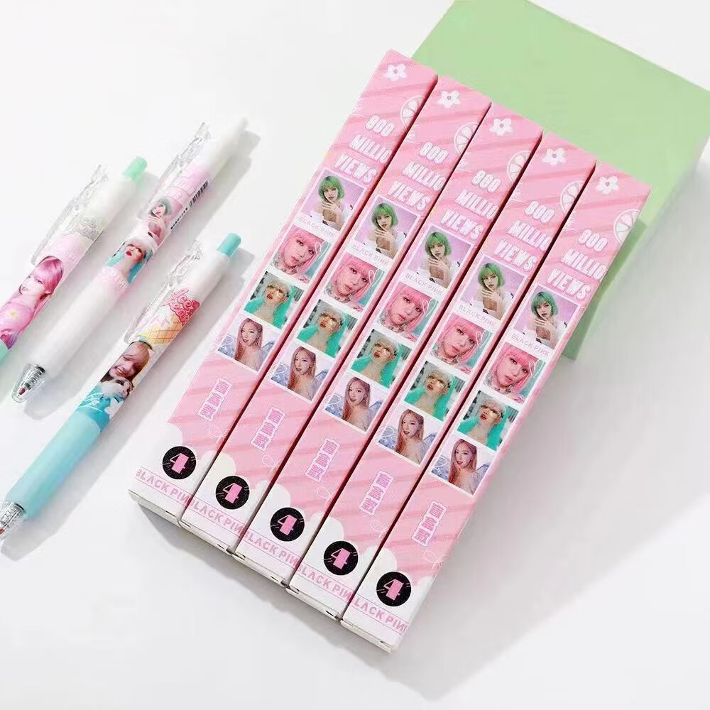 盲盒笔高颜值少女心按动笔女生中性笔lia周边应援笔in black pink