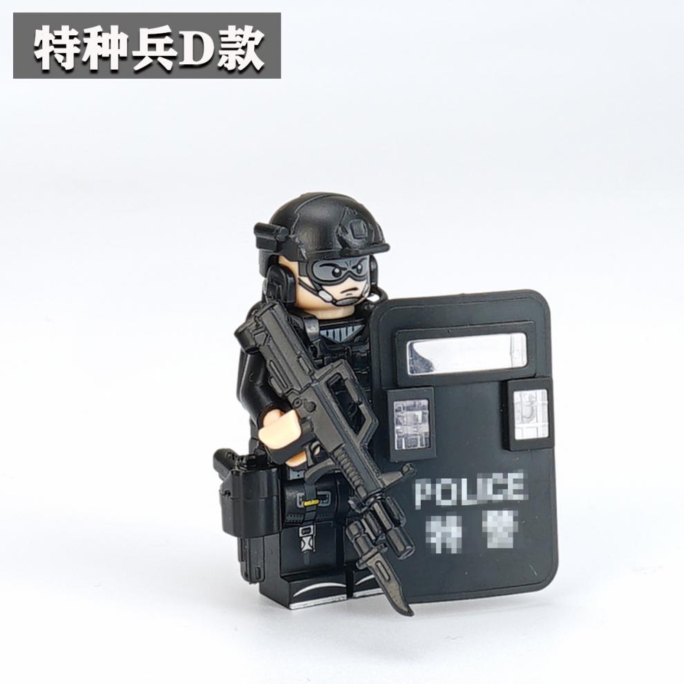 乐高lego积木布鲁克积木军事特警人仔moc警察特种兵人偶岗哨炮楼
