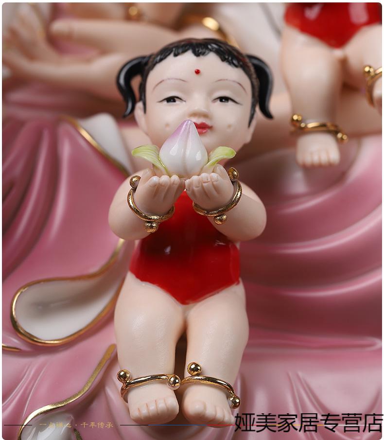 可狄 戴玉堂 陶瓷送子观音菩萨像观世音菩萨佛像居家神像供奉家用摆件