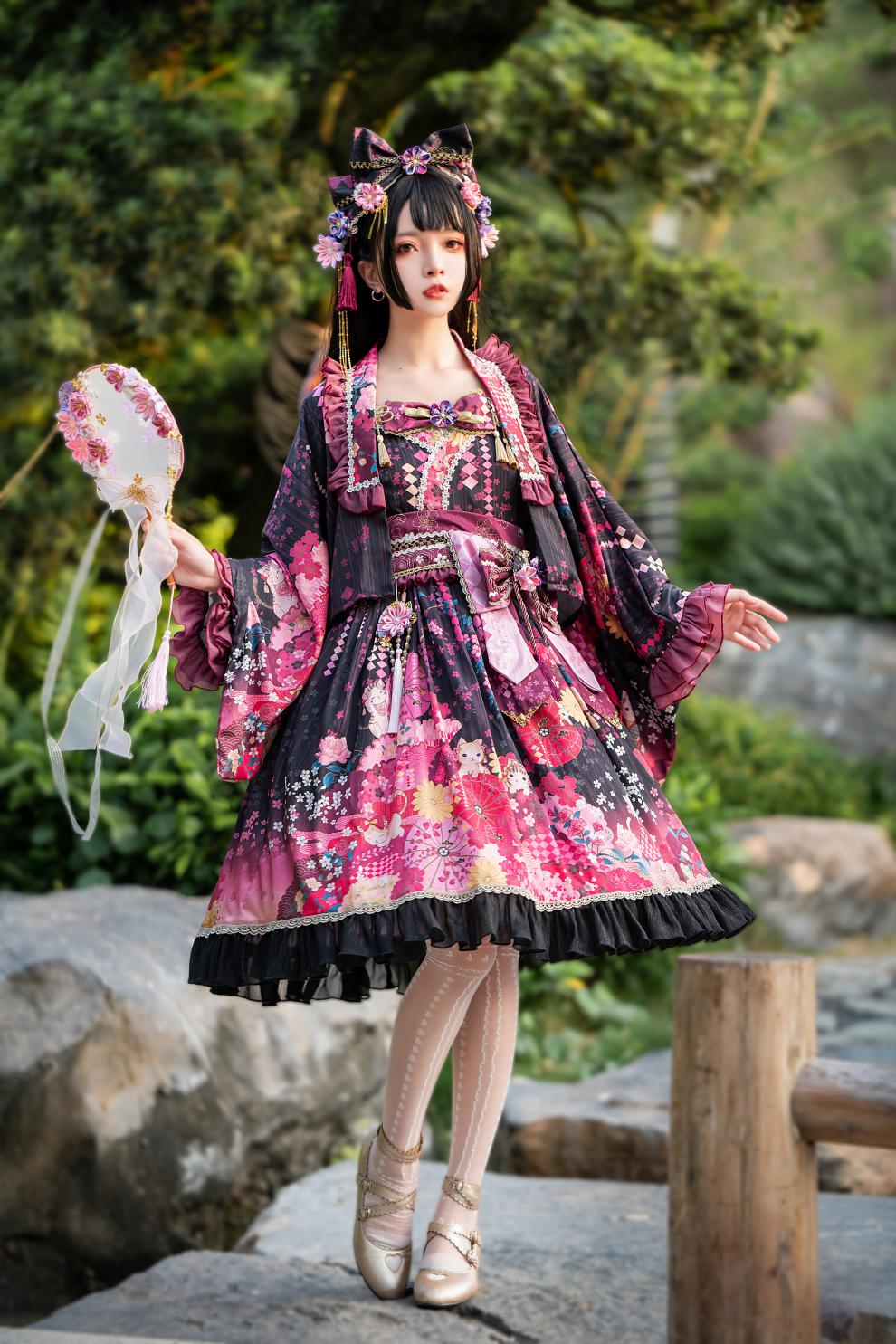 洛丽塔和风现货当天发fs全款 正腰款落樱猫屿lolita和风jsk羽织内搭