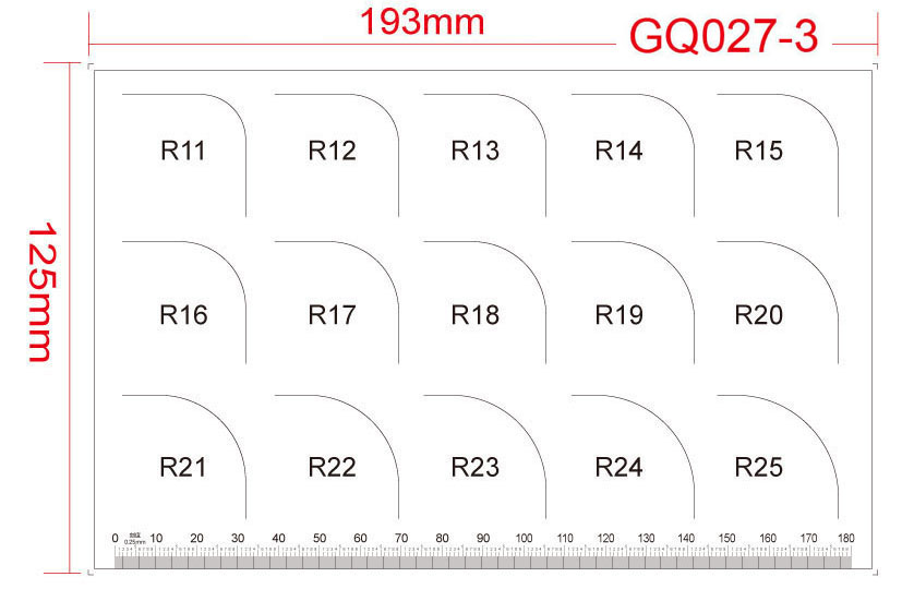 圆角规半径直径量测量具r角规r01mm至r50mmgq0274300x300mm