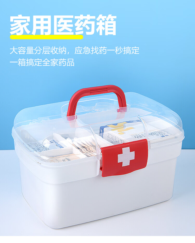家庭装药物收纳盒急救箱医护应急包医药箱药品分层迷你粉色药箱2个装